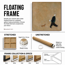 Striped Company Greets Noon - striped palm couple painting by Claire Whitmore, modern coastal square wall art – canvas presentation information