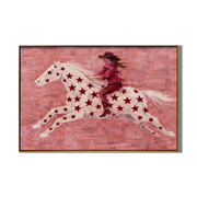 Pink Stars Spur Gallop – Whimsical Pink Star-Spangled Horse & Rider Painting | Playful Western Ranch Art