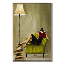 Velvet Nook Holds Silence – Emerald Velvet Reading Nook Painting | Elegant Interior Living Room Art