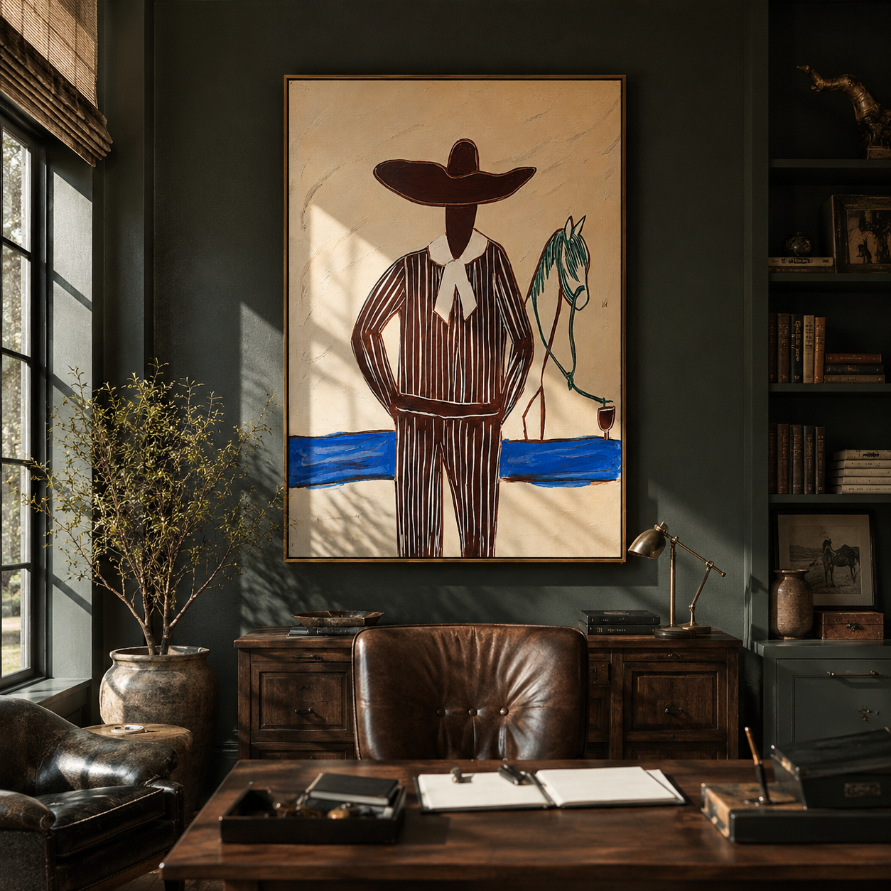 Autumn Crossing – gold and brown modern coastal coastal art, vertical hand-painted canvas art – view 2
