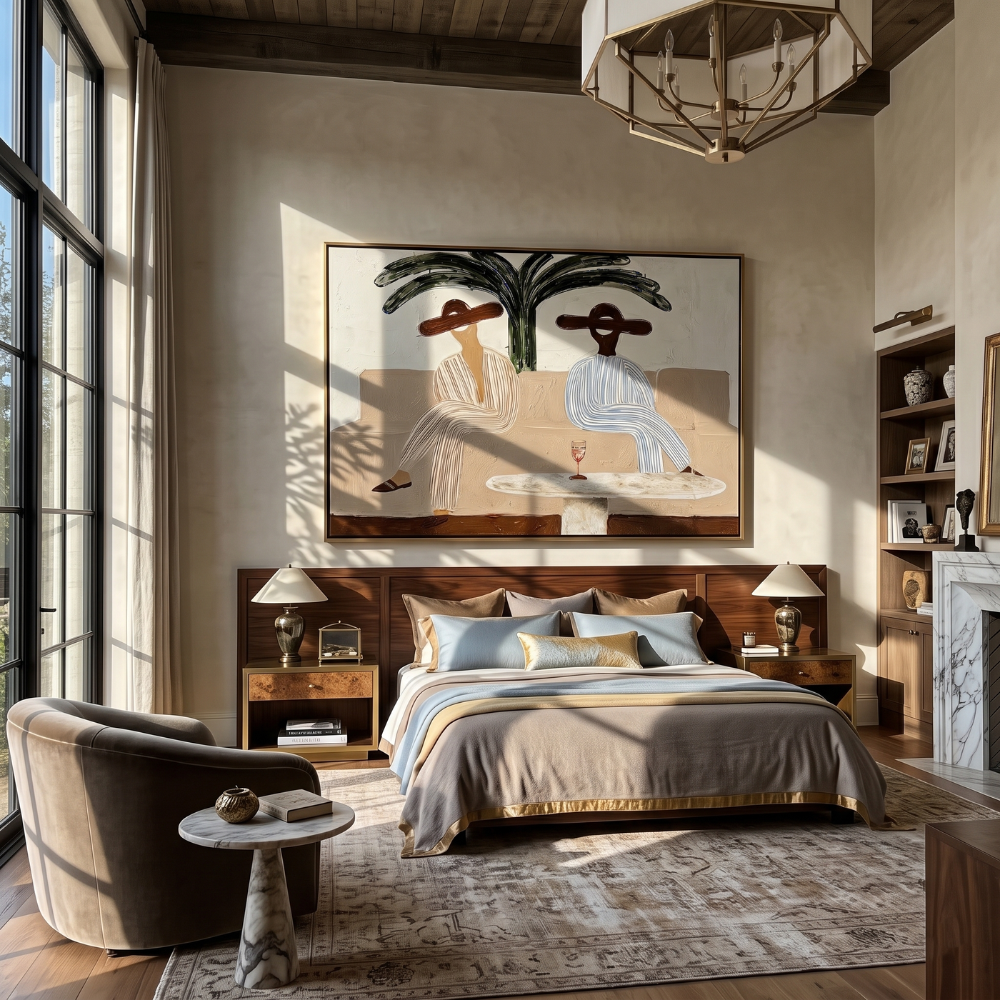 Copper Horizon – brown and gray modern coastal coastal art, horizontal hand-painted canvas art – view 2