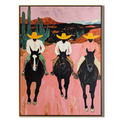 Velvet Light – red and black modern folk art cowboy & cowgirl art, vertical hand-painted canvas art – view 1