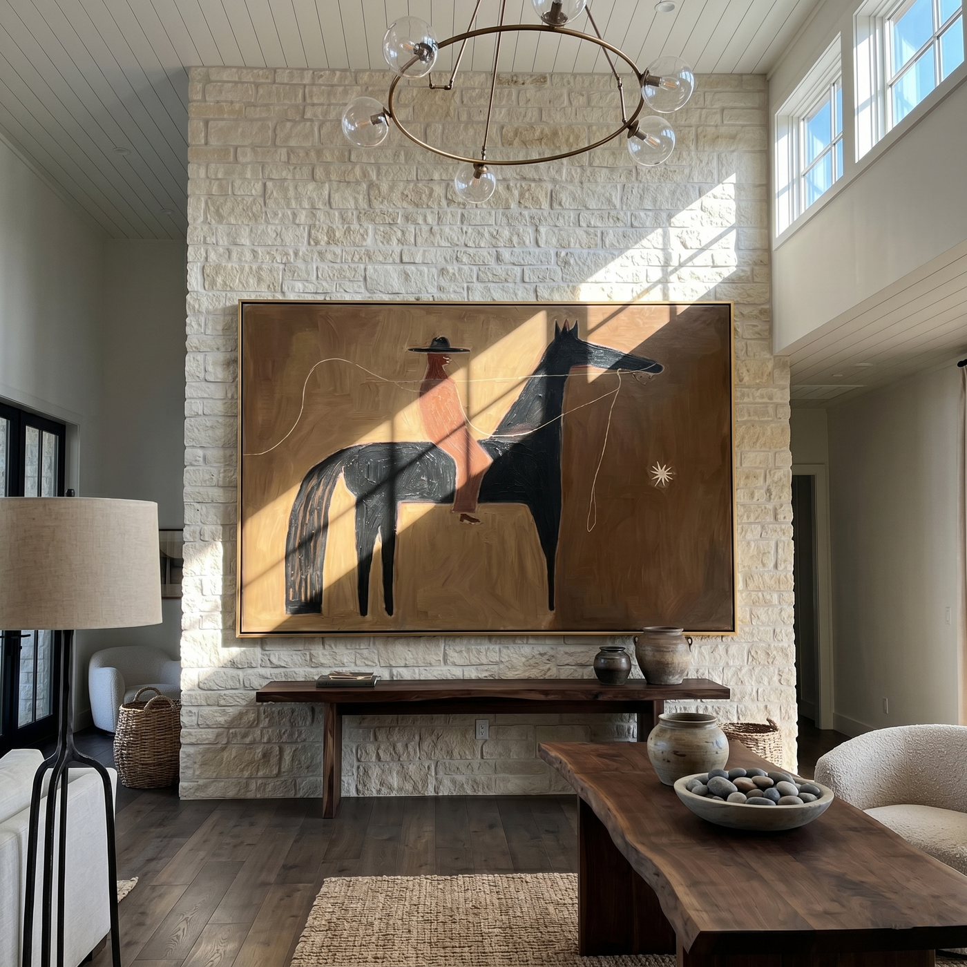 Distant Memory – brown and black modern western equestrian art, horizontal hand-painted canvas art – view 3