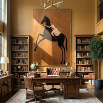 Meadow Crossing – brown and black modern western equestrian art, vertical hand-painted canvas art – view 5