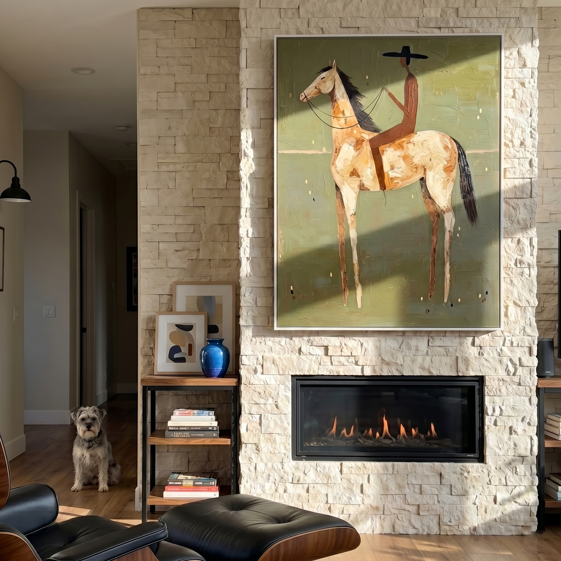 Quiet Reverie – brown modern western equestrian art, vertical hand-painted canvas art – view 6