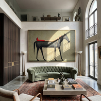 Still Echo – brown and gold modern western equestrian art, horizontal hand-painted canvas art – view 5