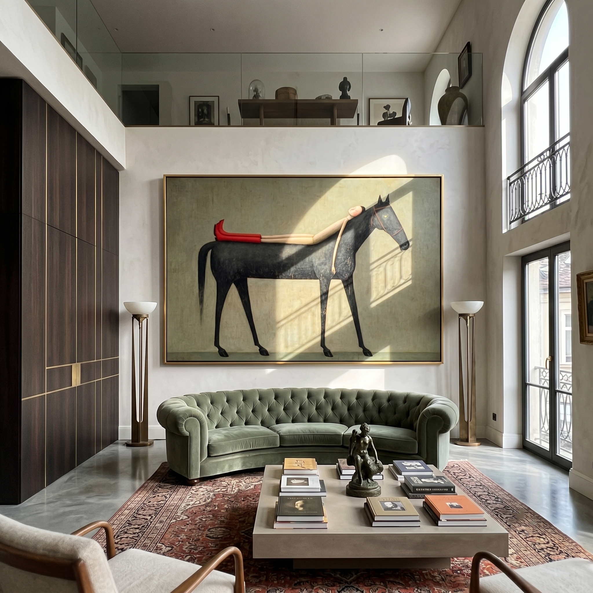 Still Echo – brown and gold modern western equestrian art, horizontal hand-painted canvas art – view 5