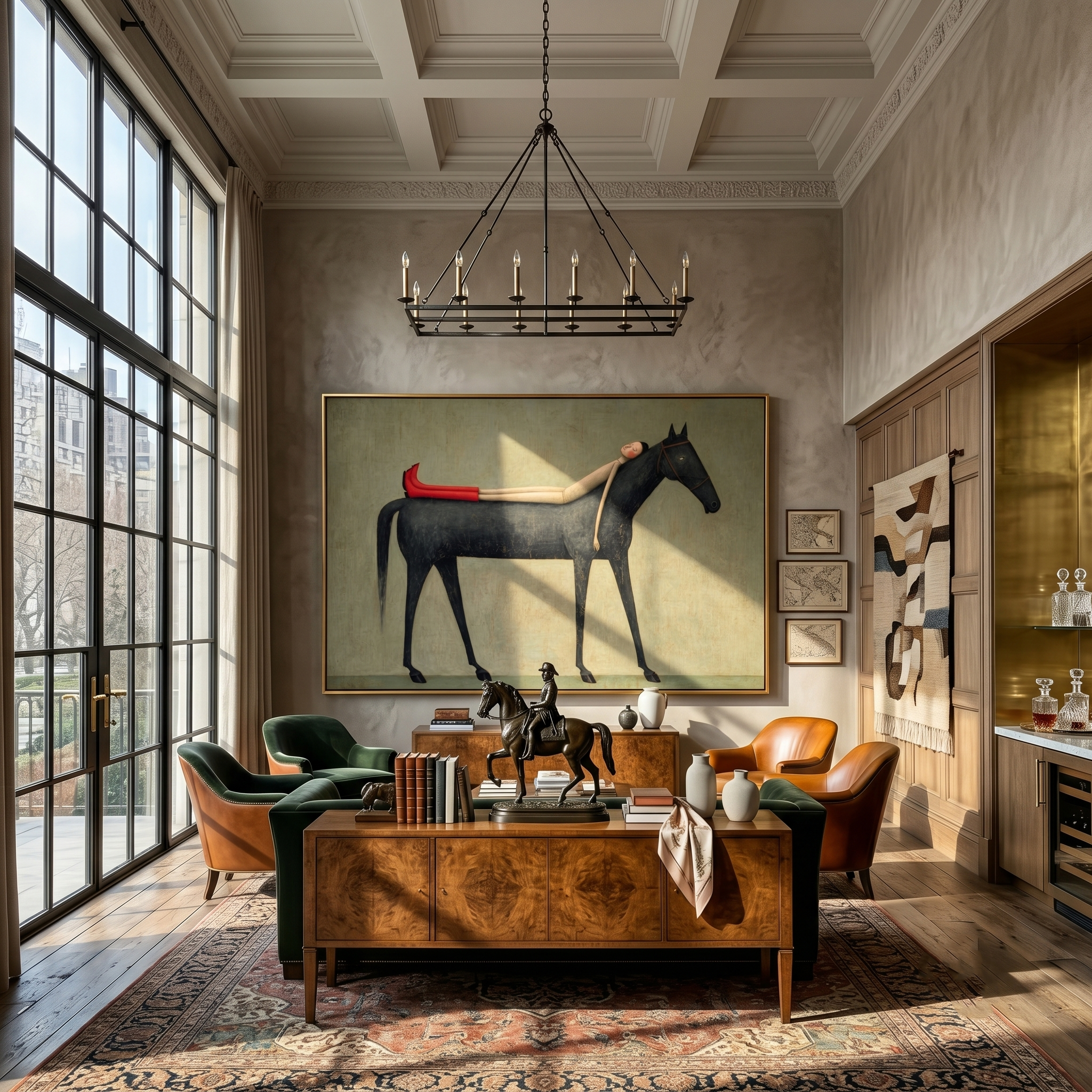 Still Echo – brown and gold modern western equestrian art, horizontal hand-painted canvas art – view 6