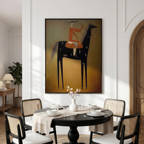 Velvet Light – brown and black modern western equestrian art, vertical hand-painted canvas art – view 2