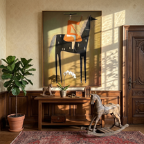 Velvet Light – brown and black modern western equestrian art, vertical hand-painted canvas art – view 4