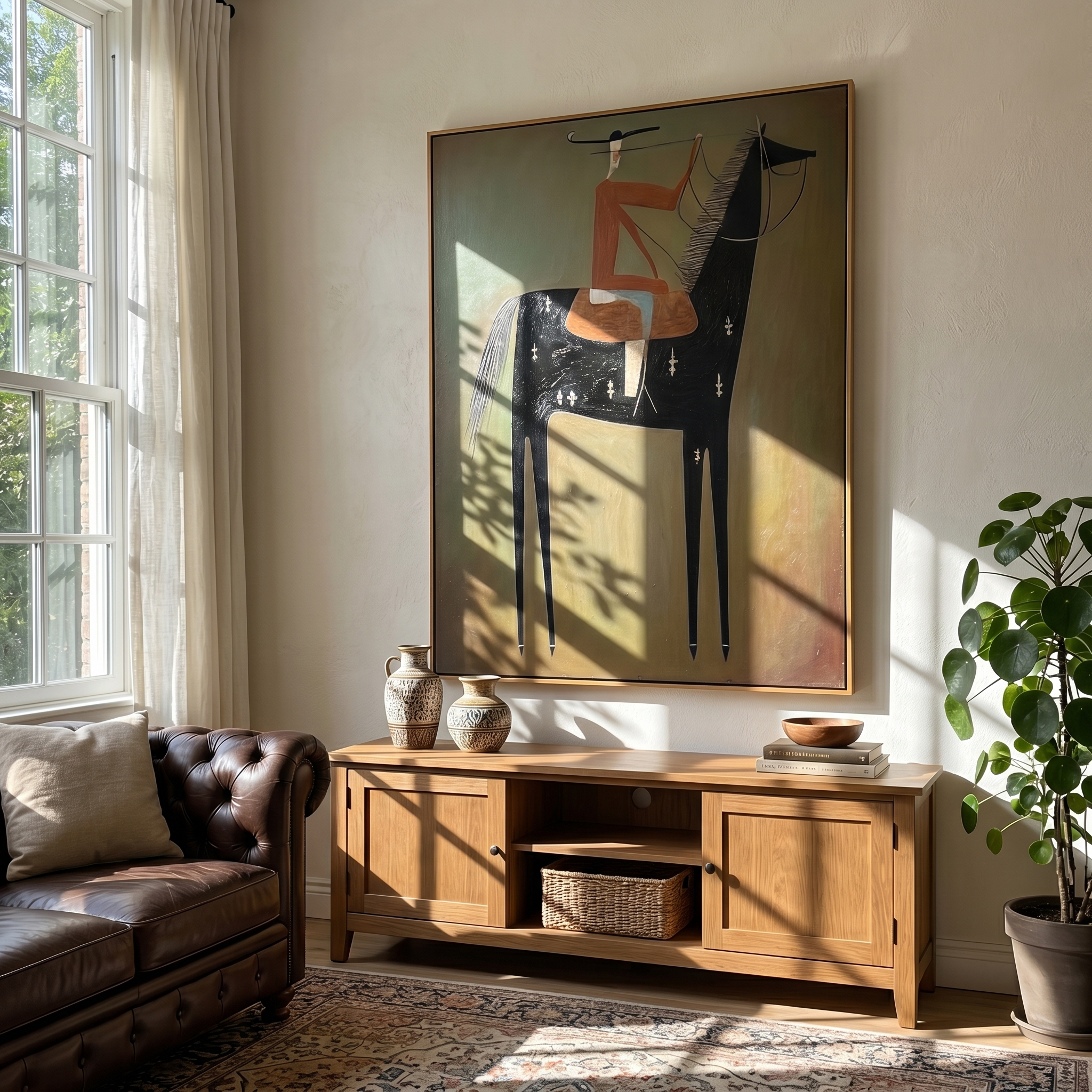 Velvet Light – brown and black modern western equestrian art, vertical hand-painted canvas art – view 5