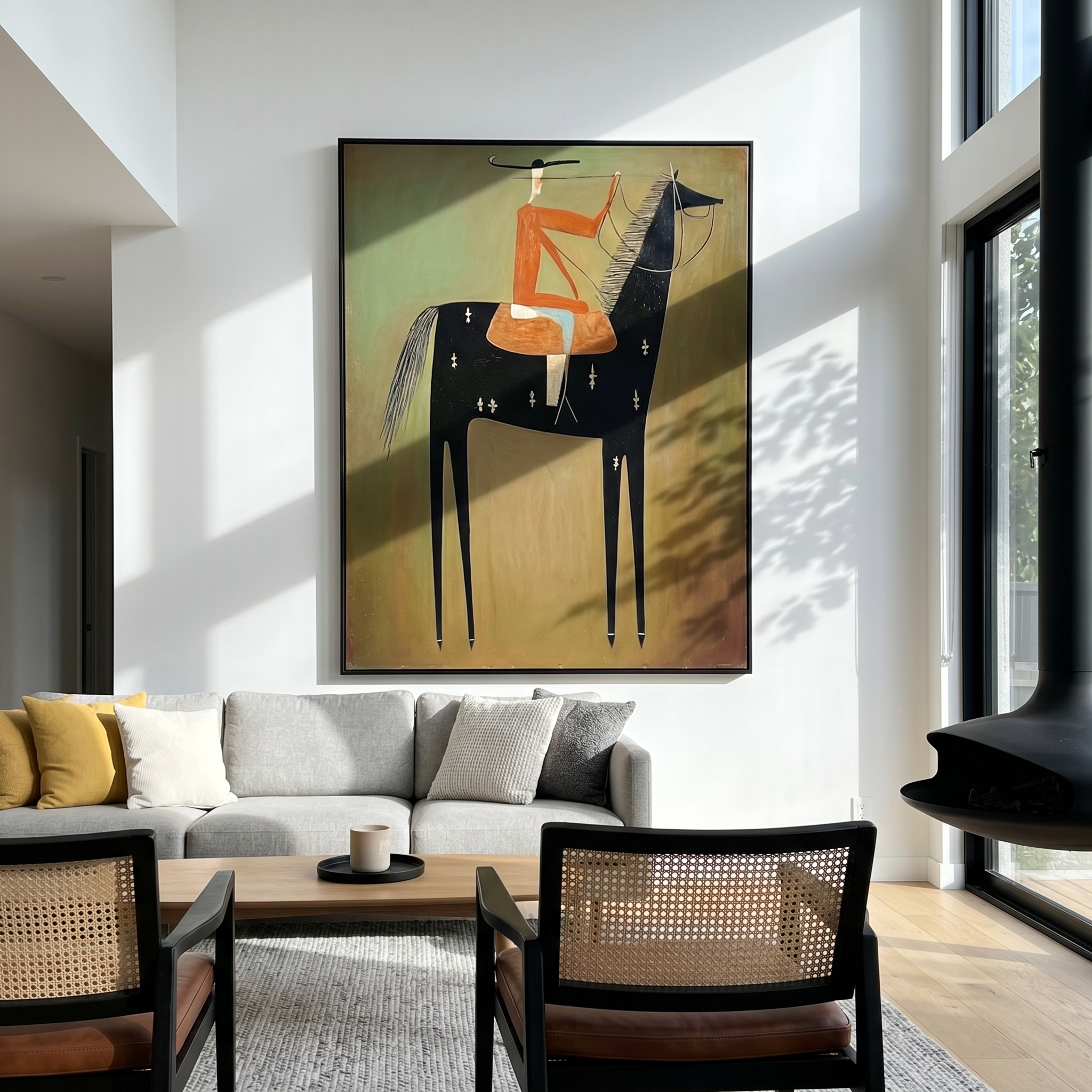 Velvet Light – brown and black modern western equestrian art, vertical hand-painted canvas art – view 6