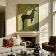 Autumn Chorus – brown and gold modern western equestrian art, vertical hand-painted canvas art – view 2