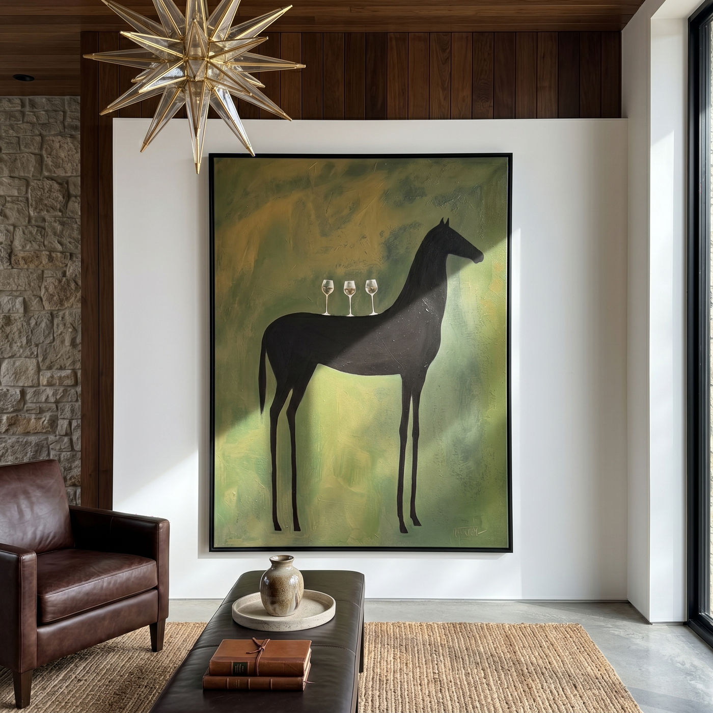 Autumn Chorus – brown and gold modern western equestrian art, vertical hand-painted canvas art – view 4