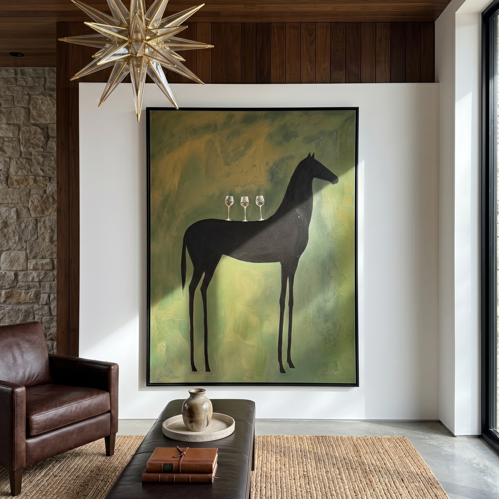 Autumn Chorus – brown and gold modern western equestrian art, vertical hand-painted canvas art – view 4