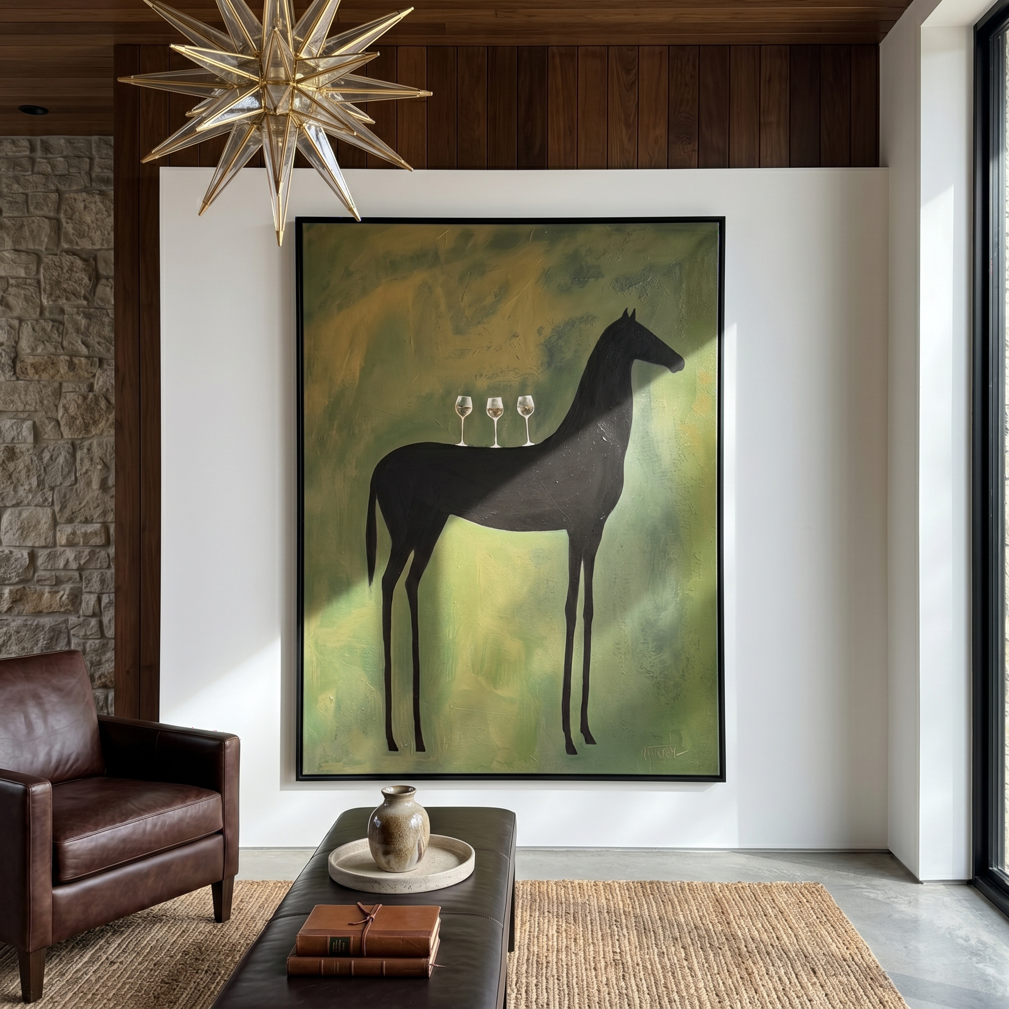 Autumn Chorus – brown and gold modern western equestrian art, vertical hand-painted canvas art – view 4