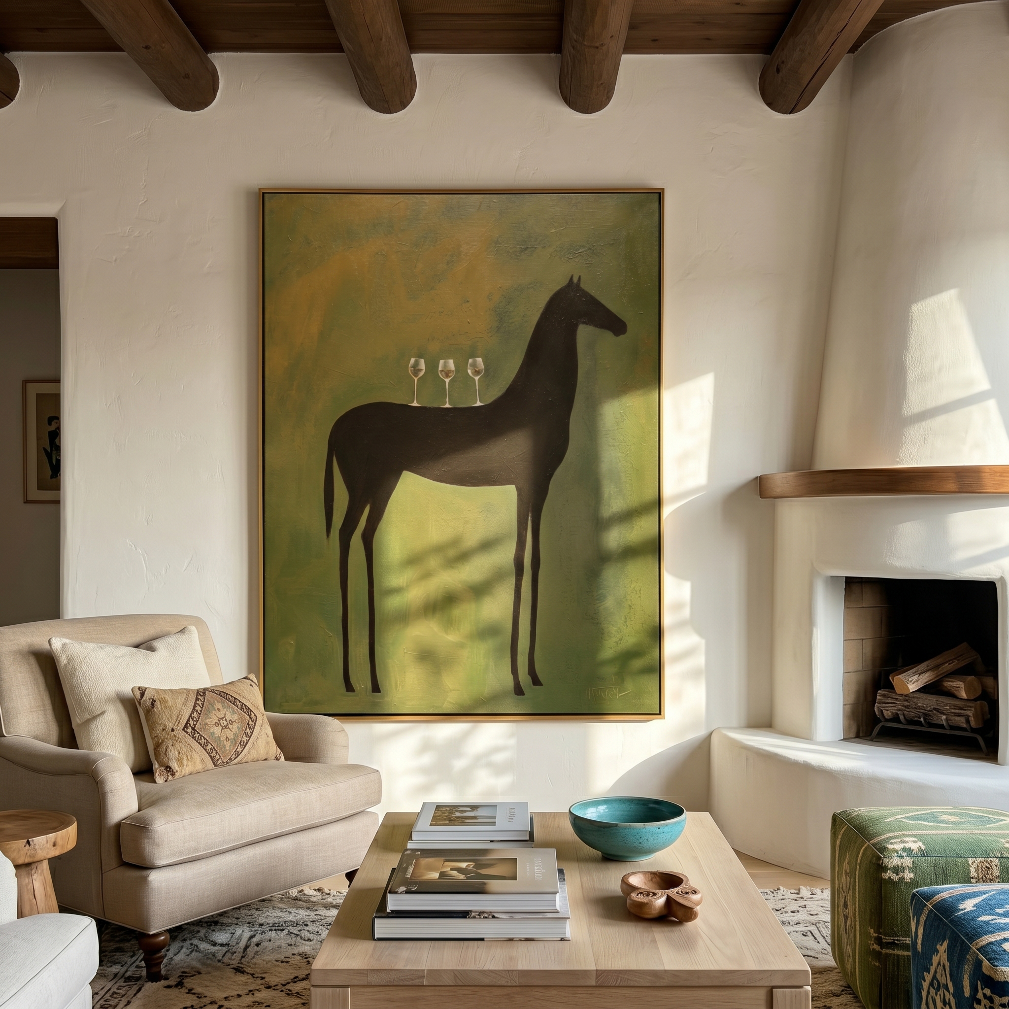 Autumn Chorus – brown and gold modern western equestrian art, vertical hand-painted canvas art – view 5