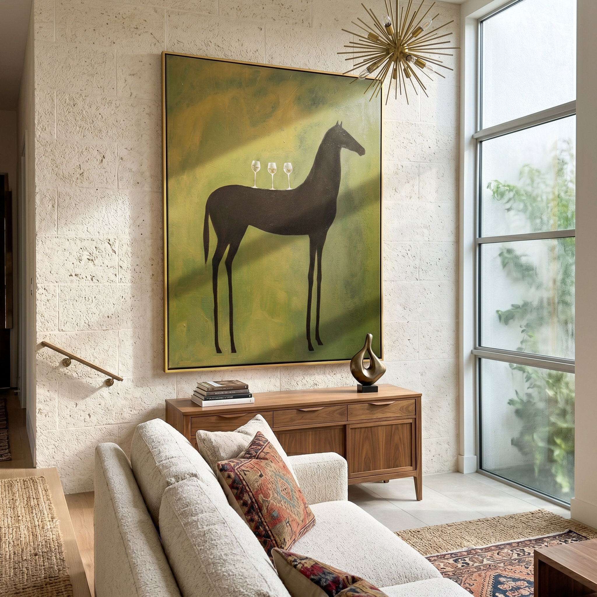 Autumn Chorus – brown and gold modern western equestrian art, vertical hand-painted canvas art – view 6