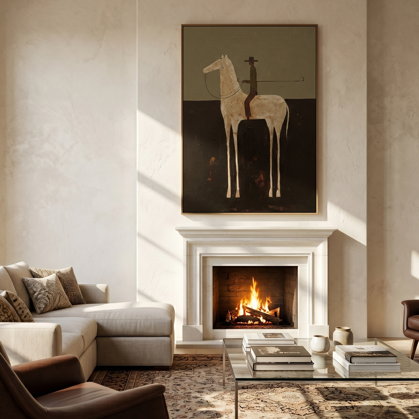 Copper Grace – black and gray modern western equestrian art, vertical hand-painted canvas art – view 3