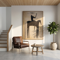 Evening Passage – brown and gold and black modern western equestrian art, vertical hand-painted canvas art – view 6