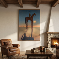 Ivory Vista – brown and blue modern western equestrian art, vertical hand-painted canvas art – view 6