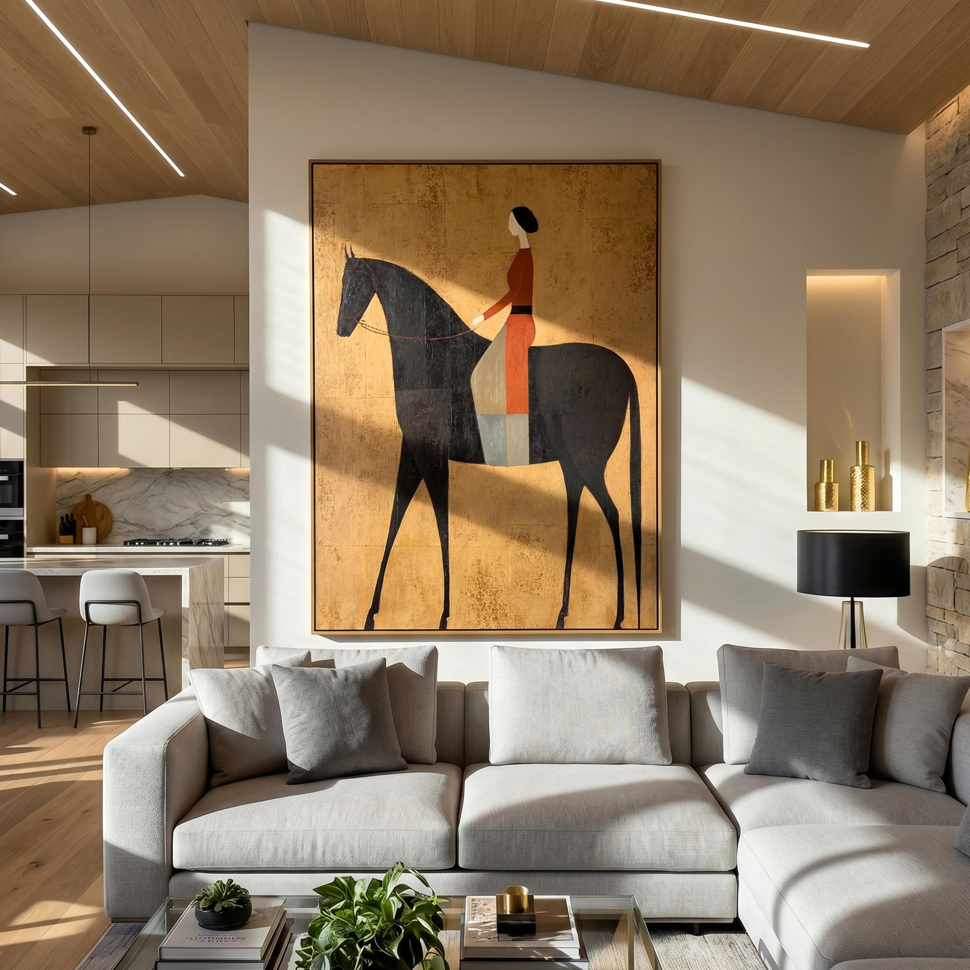 Painted Journey – brown and black modern western equestrian art, vertical hand-painted canvas art – view 5