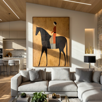 Painted Journey – brown and black modern western equestrian art, vertical hand-painted canvas art – view 5