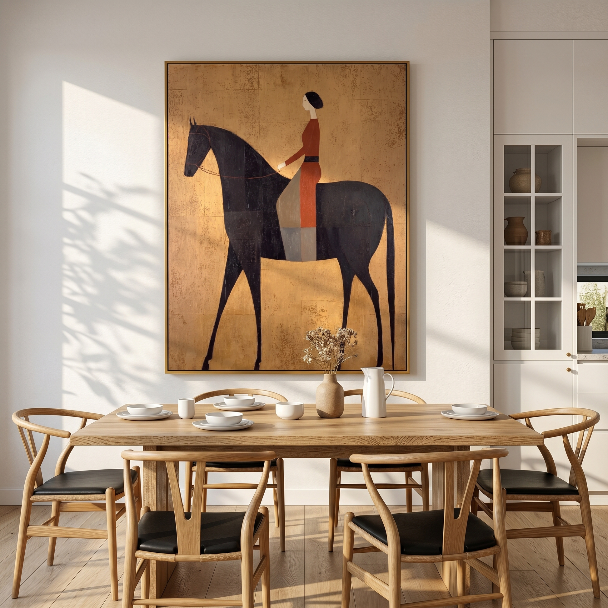 Painted Journey – brown and black modern western equestrian art, vertical hand-painted canvas art – view 6
