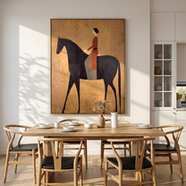 Painted Journey – brown and black modern western equestrian art, vertical hand-painted canvas art – view 6
