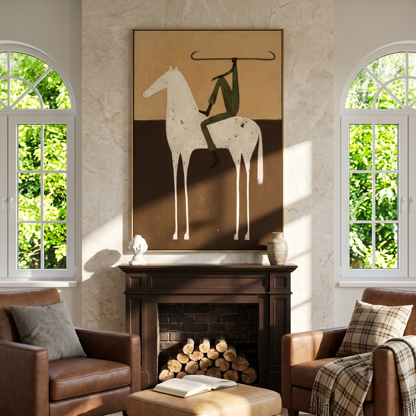 Silver Bloom – black and gold and brown modern western equestrian art, vertical hand-painted canvas art – view 2