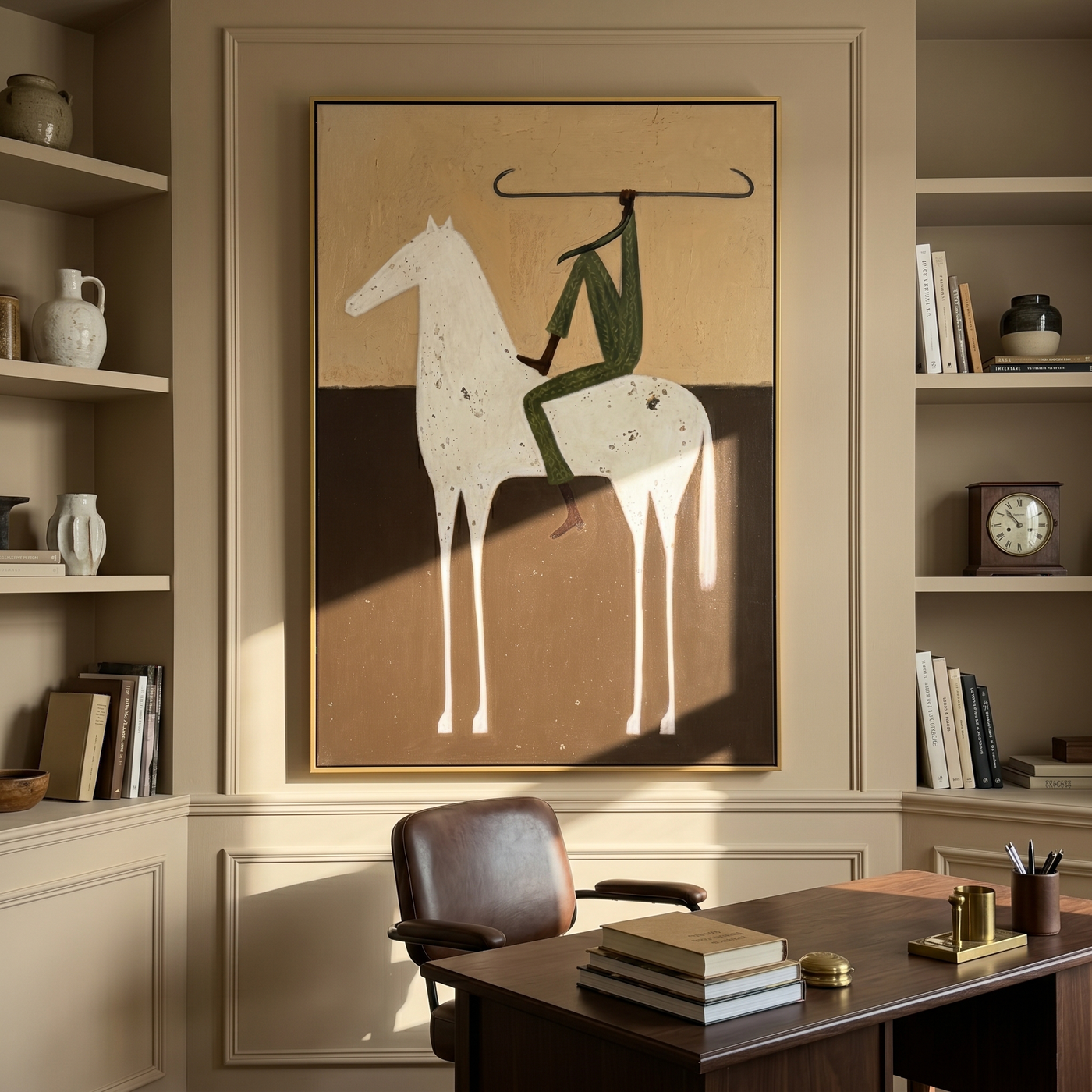 Silver Bloom – black and gold and brown modern western equestrian art, vertical hand-painted canvas art – view 3