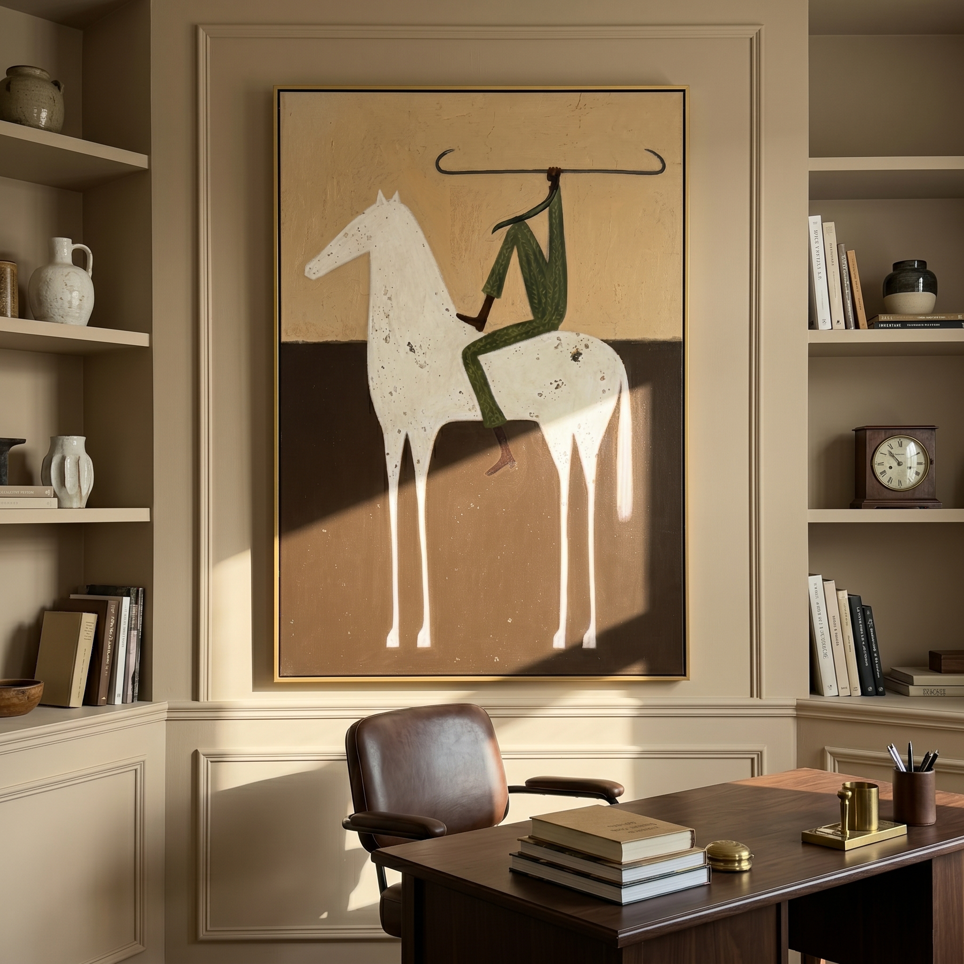 Silver Bloom – black and gold and brown modern western equestrian art, vertical hand-painted canvas art – view 3