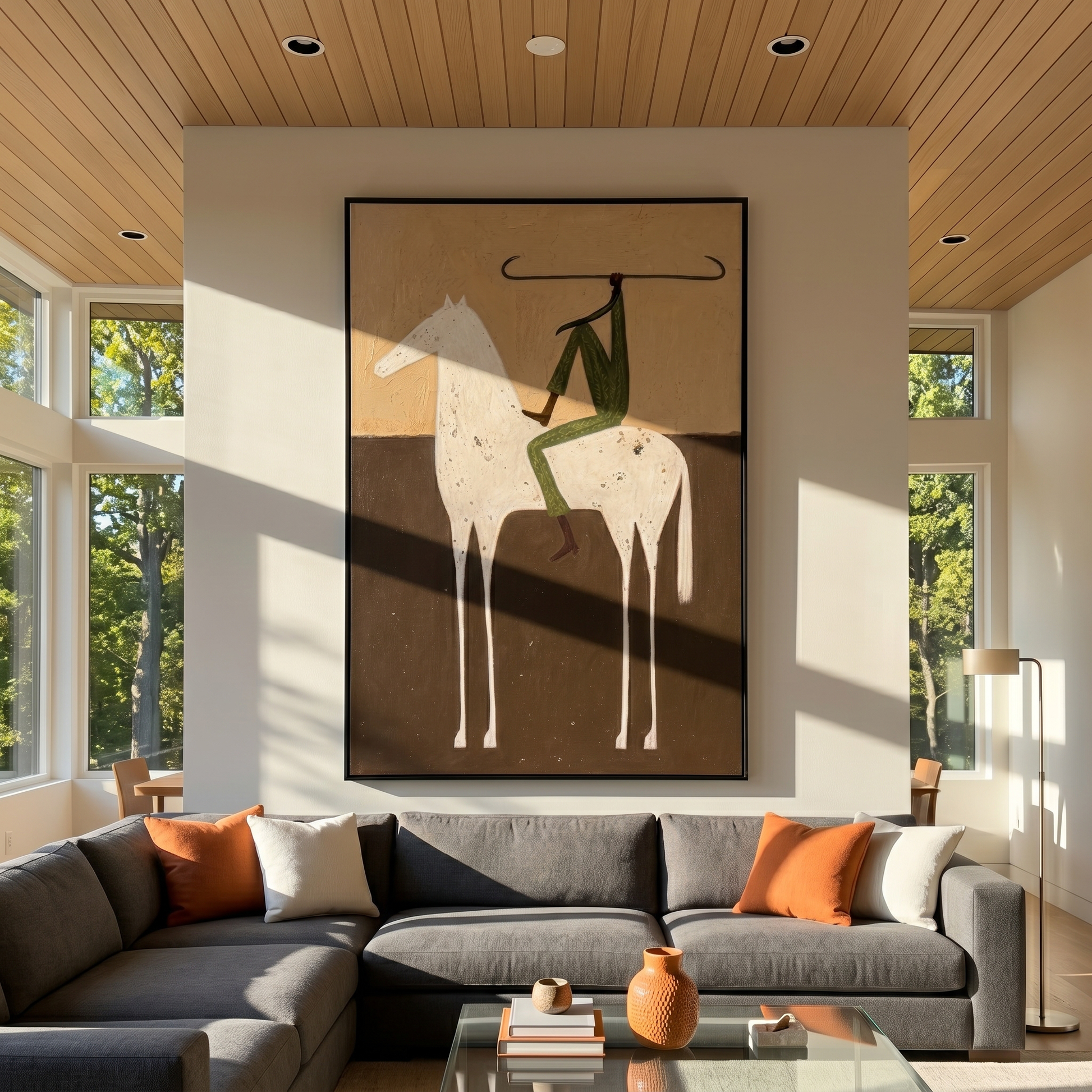 Silver Bloom – black and gold and brown modern western equestrian art, vertical hand-painted canvas art – view 6