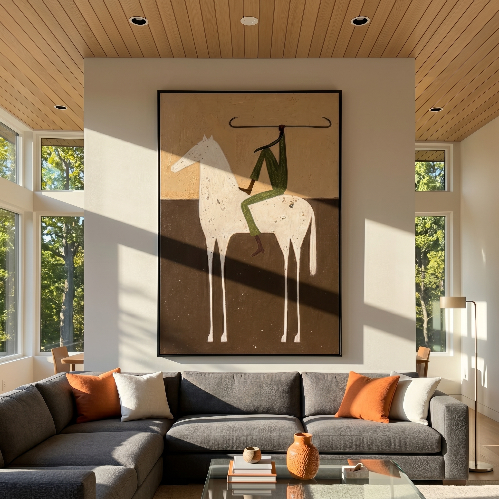 Silver Bloom – black and gold and brown modern western equestrian art, vertical hand-painted canvas art – view 6