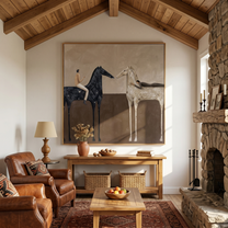 Wandering Muse – brown and black modern western equestrian art, square hand-painted canvas art – view 3