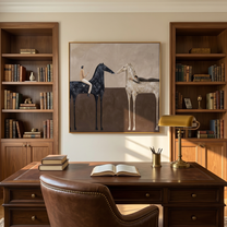 Wandering Muse – brown and black modern western equestrian art, square hand-painted canvas art – view 6