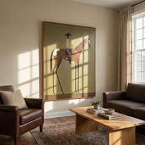 Winter Union – brown modern western equestrian art, vertical hand-painted canvas art – view 5