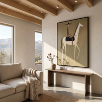 Blue Dance – brown and gold modern western equestrian art, vertical hand-painted canvas art – view 5
