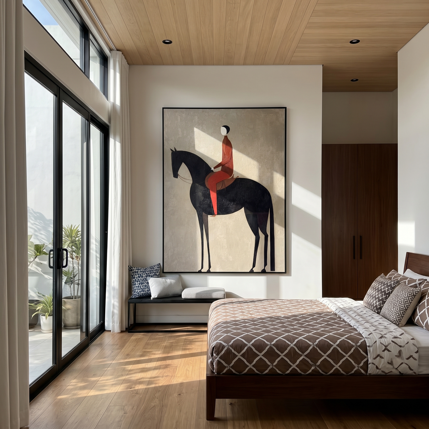 Desert Hour – brown and black modern western equestrian art, vertical hand-painted canvas art – view 2