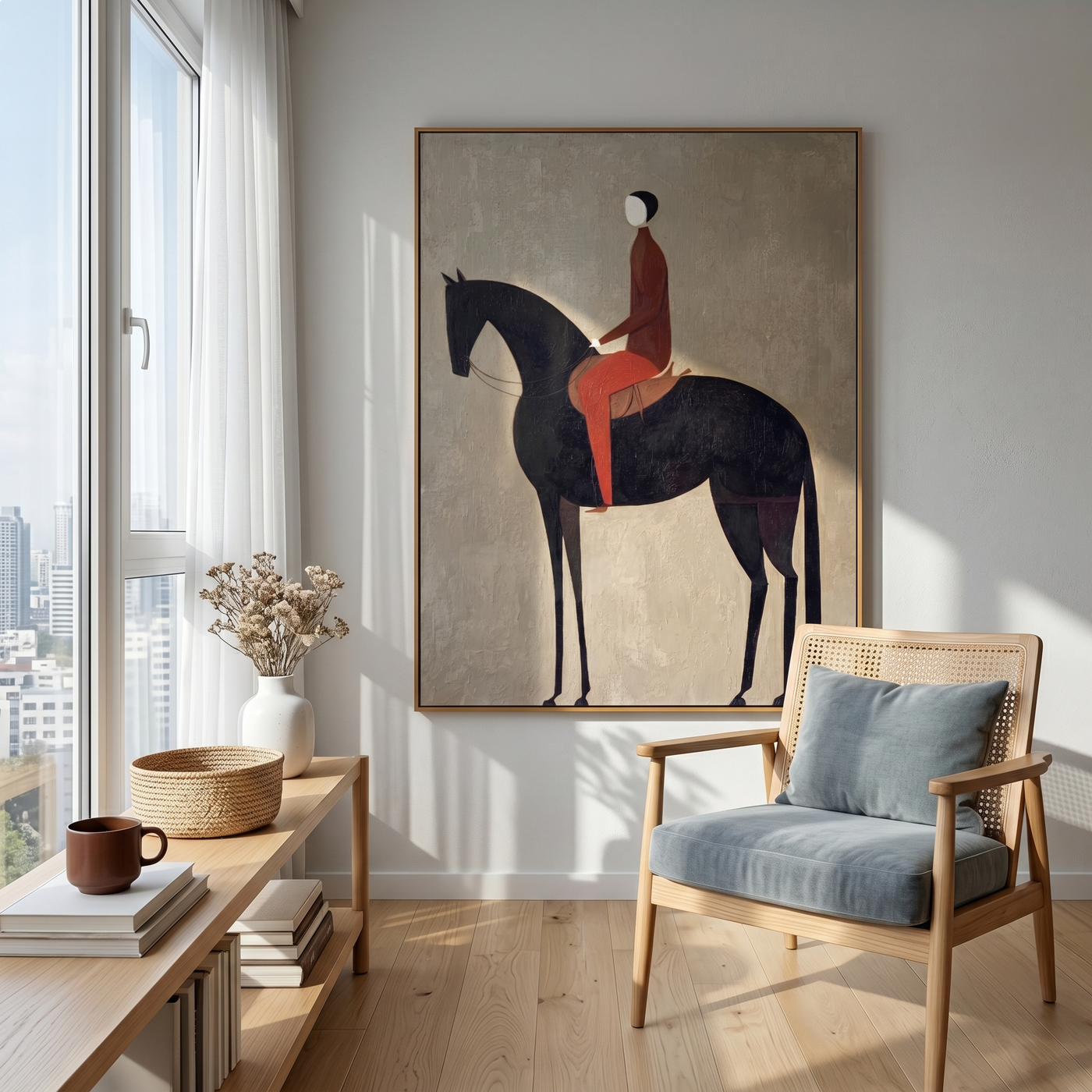 Desert Hour – brown and black modern western equestrian art, vertical hand-painted canvas art – view 3
