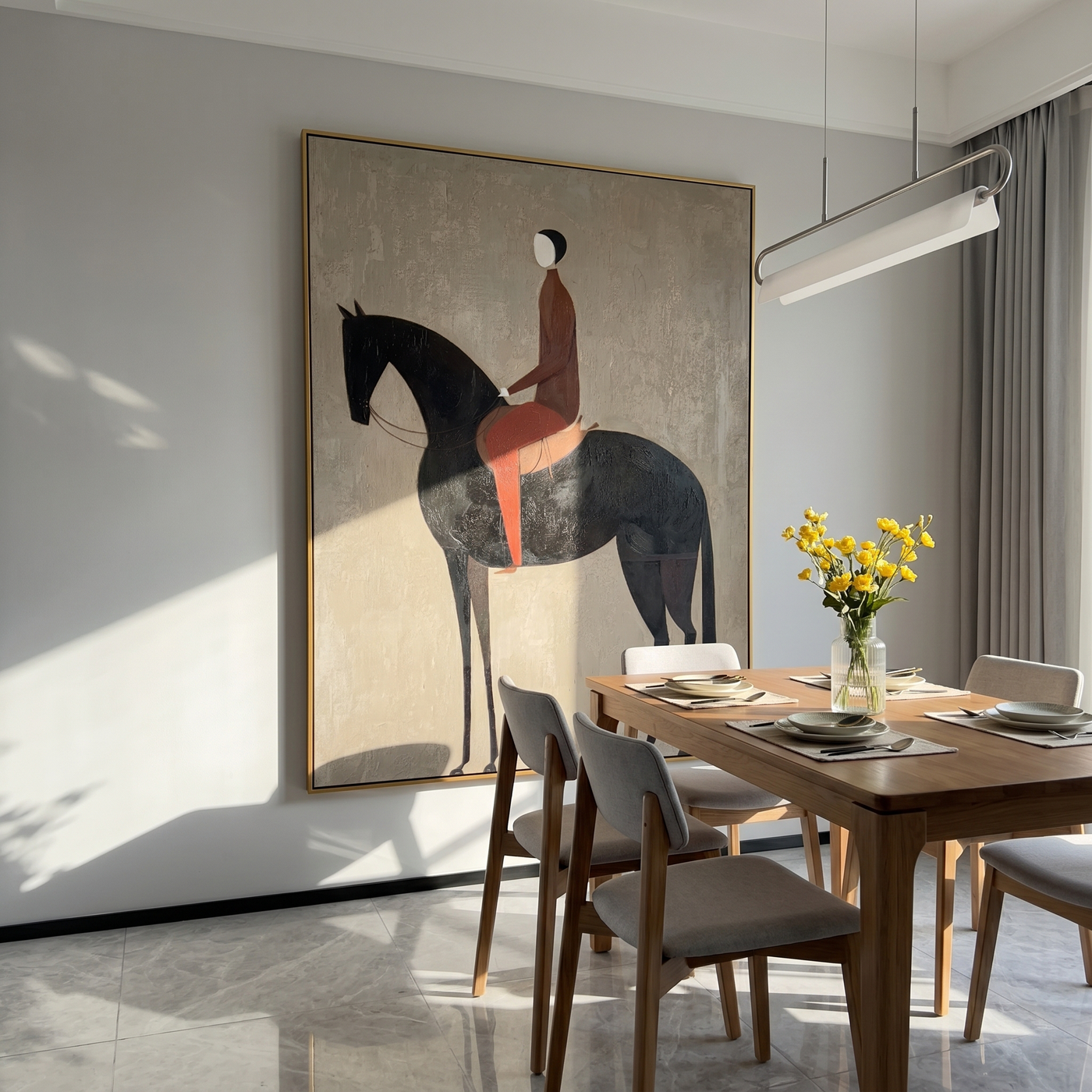 Desert Hour – brown and black modern western equestrian art, vertical hand-painted canvas art – view 4