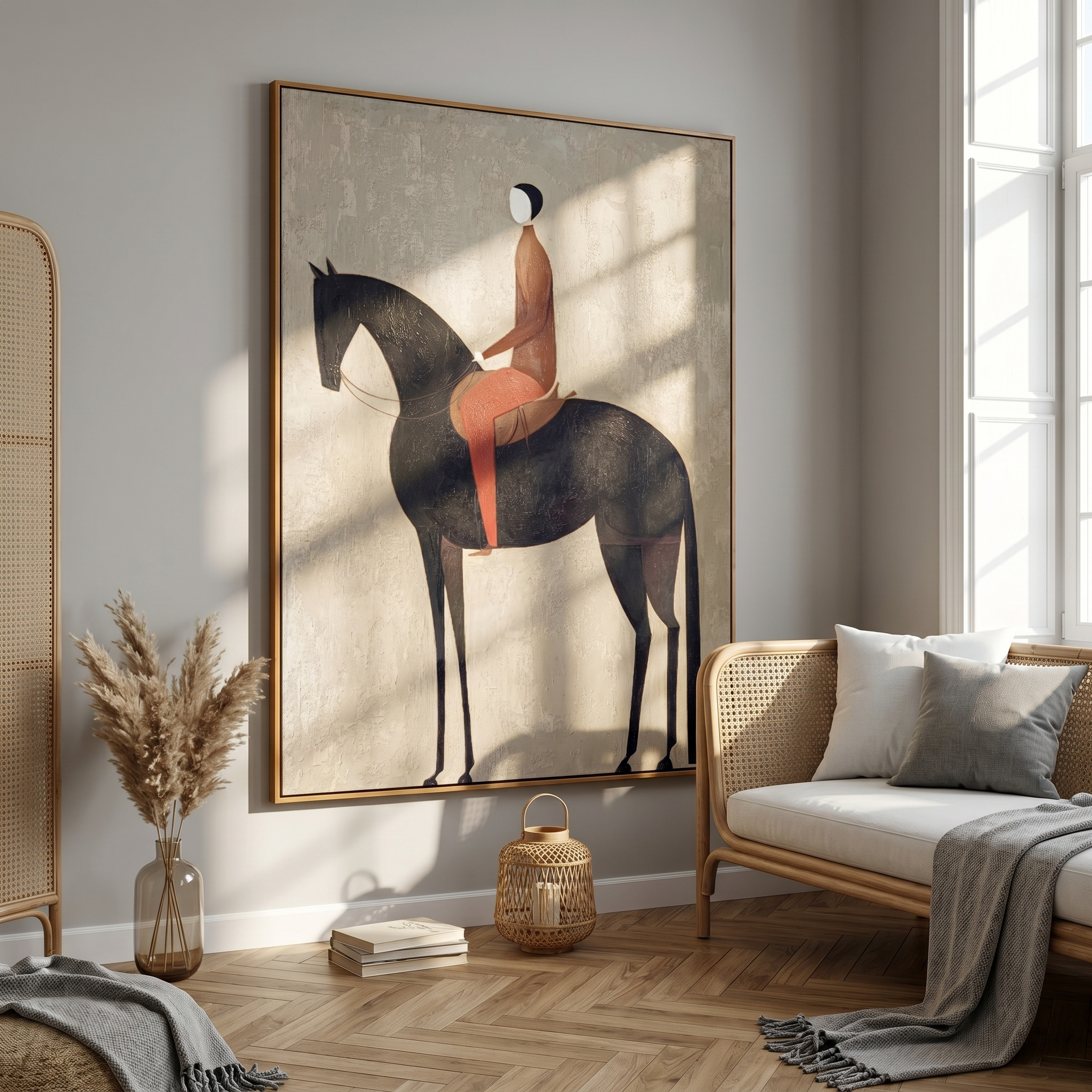 Desert Hour – brown and black modern western equestrian art, vertical hand-painted canvas art – view 5