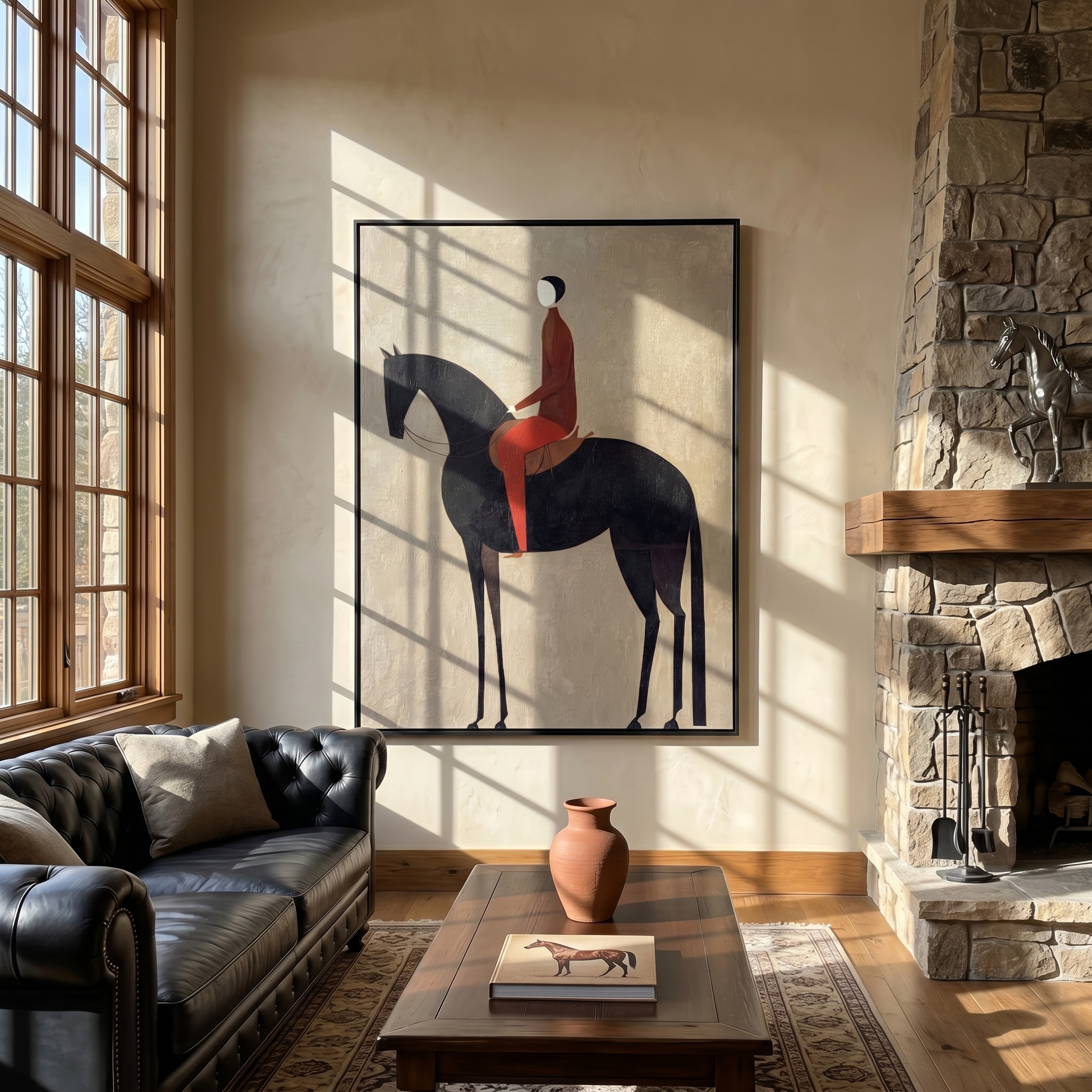 Desert Hour – brown and black modern western equestrian art, vertical hand-painted canvas art – view 6