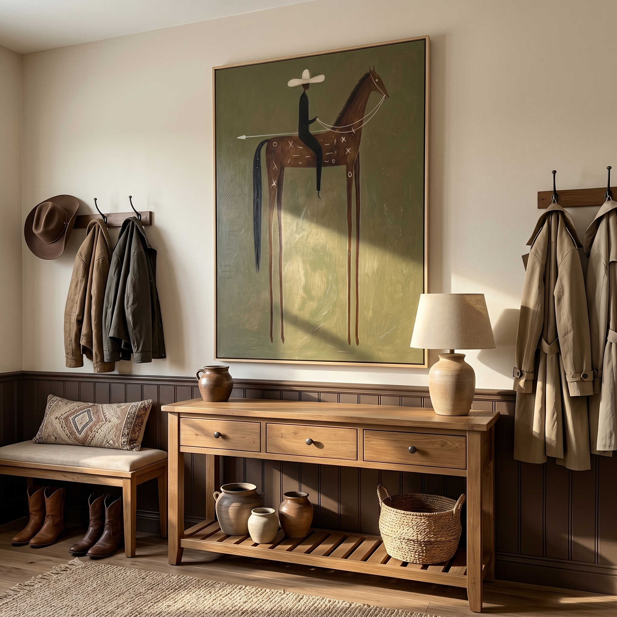 Last Wind – brown modern western equestrian art, vertical hand-painted canvas art – view 4