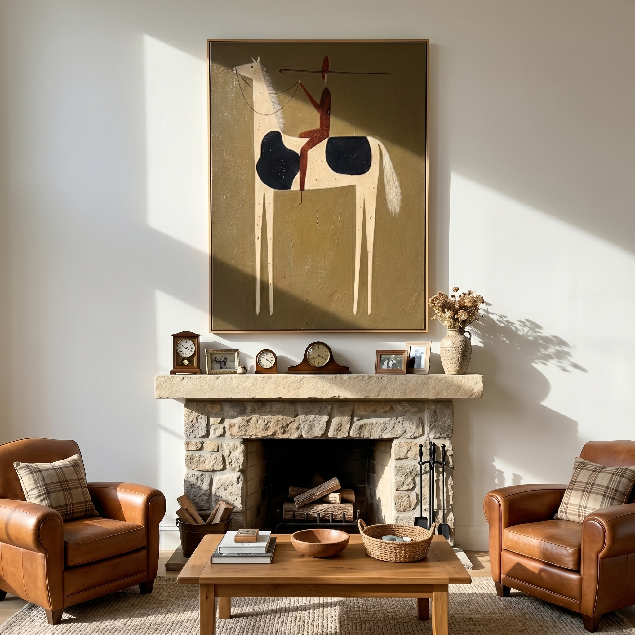 Sage Trail – brown and gold modern western equestrian art, vertical hand-painted canvas art – view 6