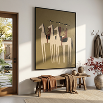 Tender Horizon – brown and gold modern western equestrian art, vertical hand-painted canvas art – view 3