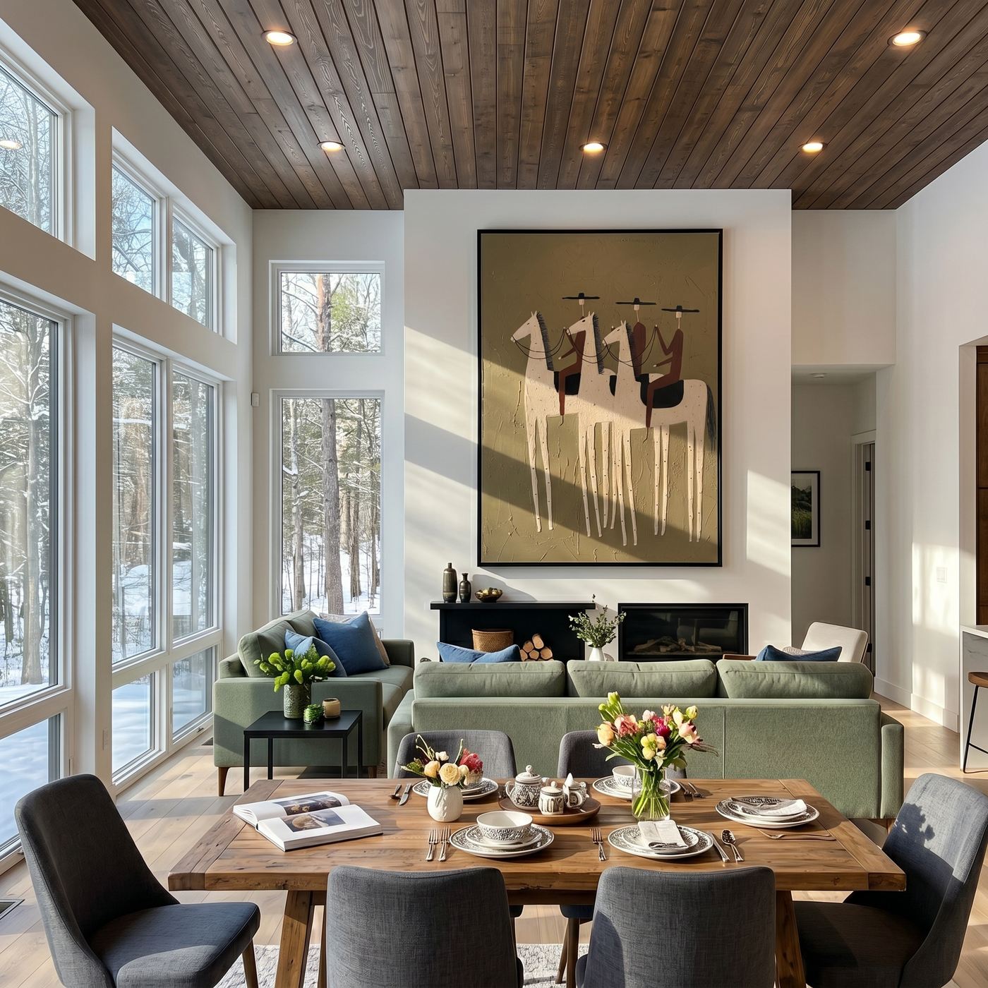 Tender Horizon – brown and gold modern western equestrian art, vertical hand-painted canvas art – view 4