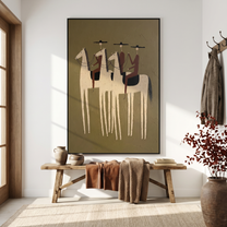 Tender Horizon – brown and gold modern western equestrian art, vertical hand-painted canvas art – view 5