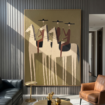Tender Horizon – brown and gold modern western equestrian art, vertical hand-painted canvas art – view 6