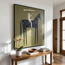 Western Reverie – brown and black modern western equestrian art, vertical hand-painted canvas art – view 5